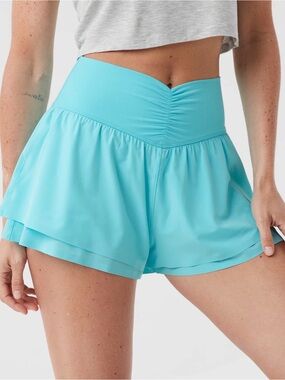 aerie Aqua Layered  flowy Skort Shorts